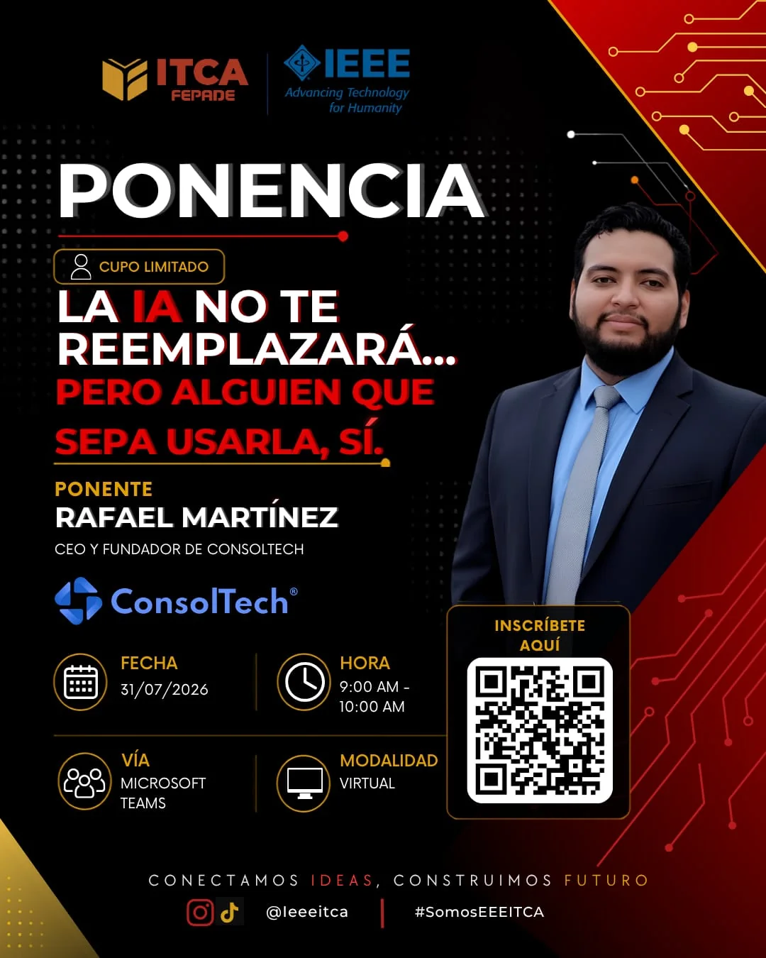 Anuncio oficial de la ponencia de Rafael Martínez, CEO y fundador de ConsolTech