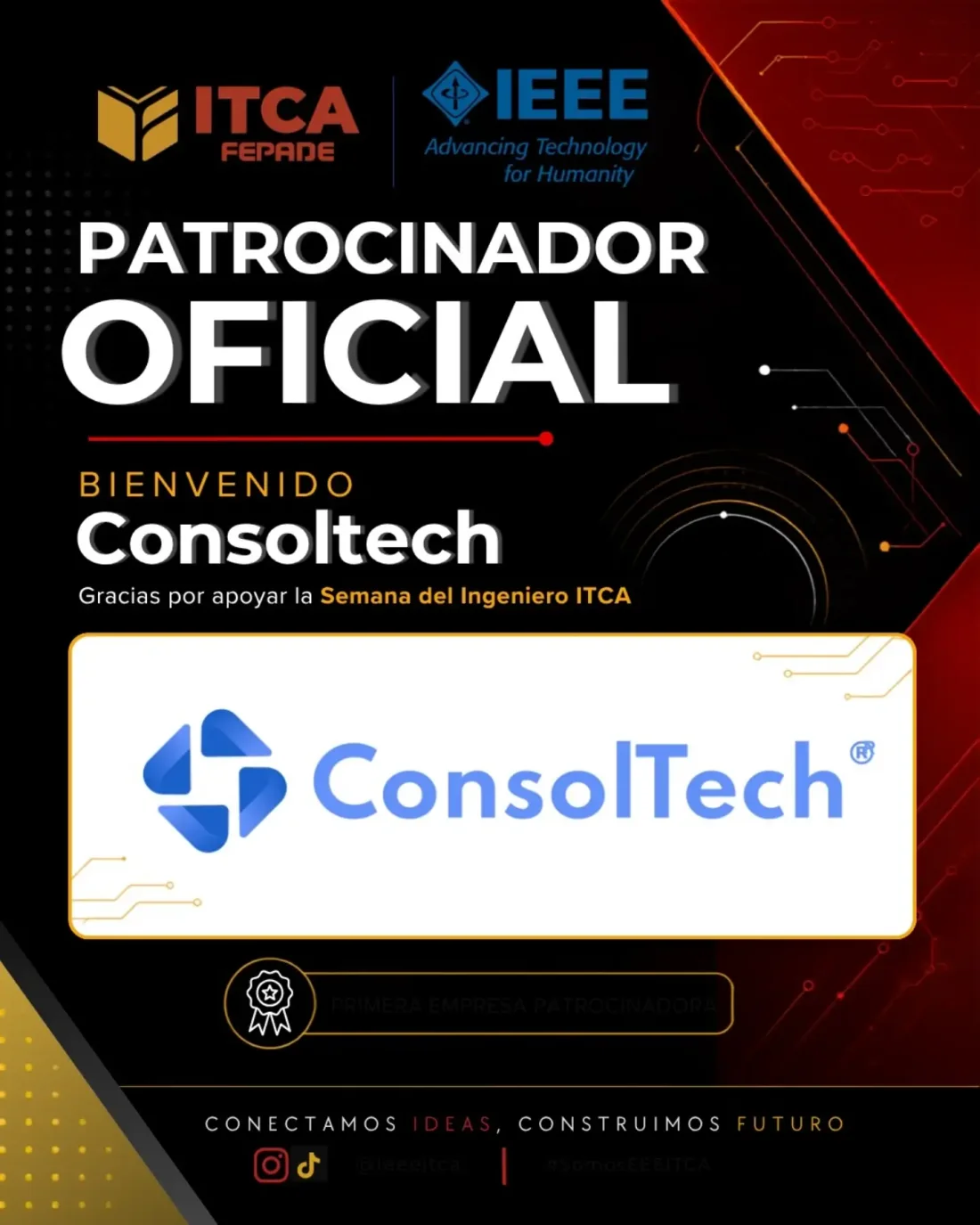 Banner oficial que reconoce a ConsolTech como patrocinador de la Semana del Ingeniero