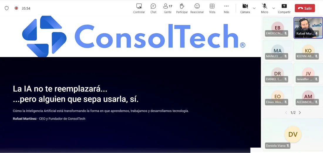 Captura de la ponencia impartida por el fundador de ConsolTech